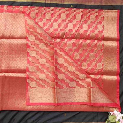 RED LEHARIYA ORGANZA SAREE