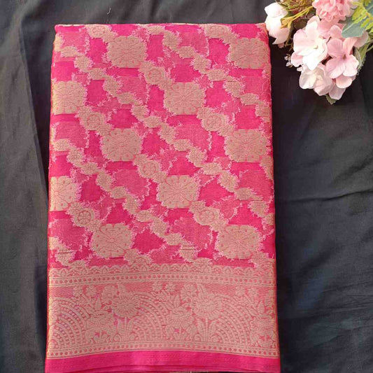 PINK LEHARIYA ORGANZA SAREE