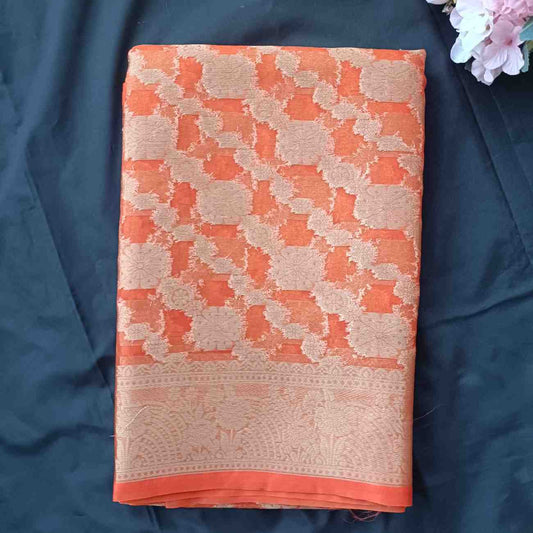 ORANGE LEHARIYA ORGANZA SAREE