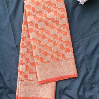 ORANGE LEHARIYA ORGANZA SAREE