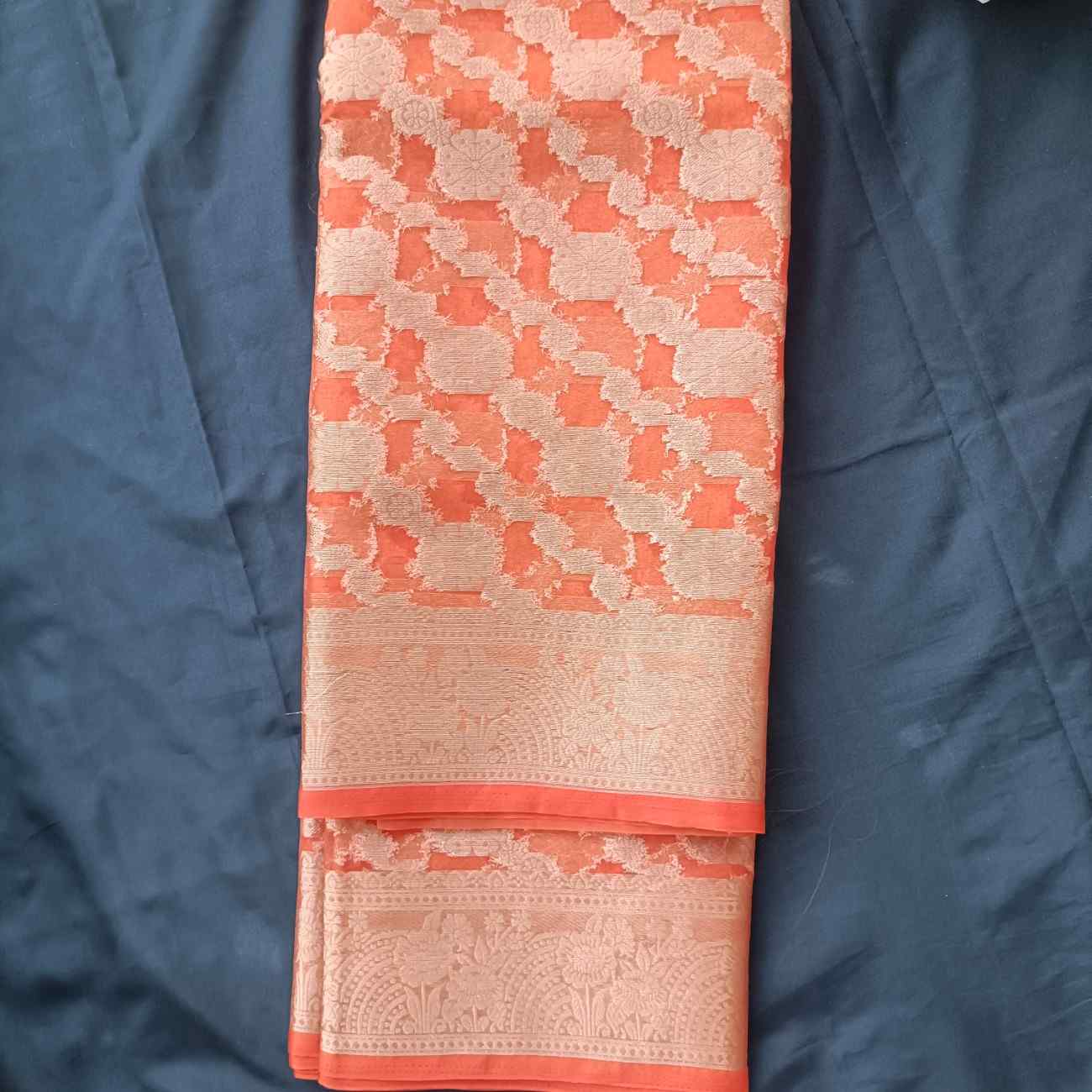 ORANGE LEHARIYA ORGANZA SAREE