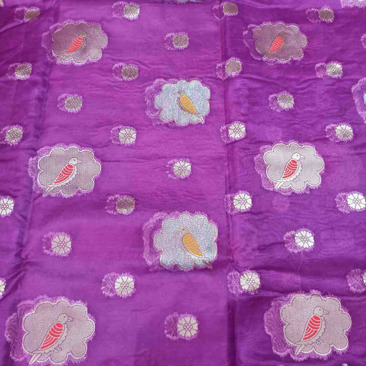 PURPLE PARROT PARTY BANARASI ORGANZA SAREE