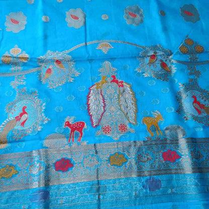 BLUE PARROT PARTY BANARASI ORGANZA SAREE