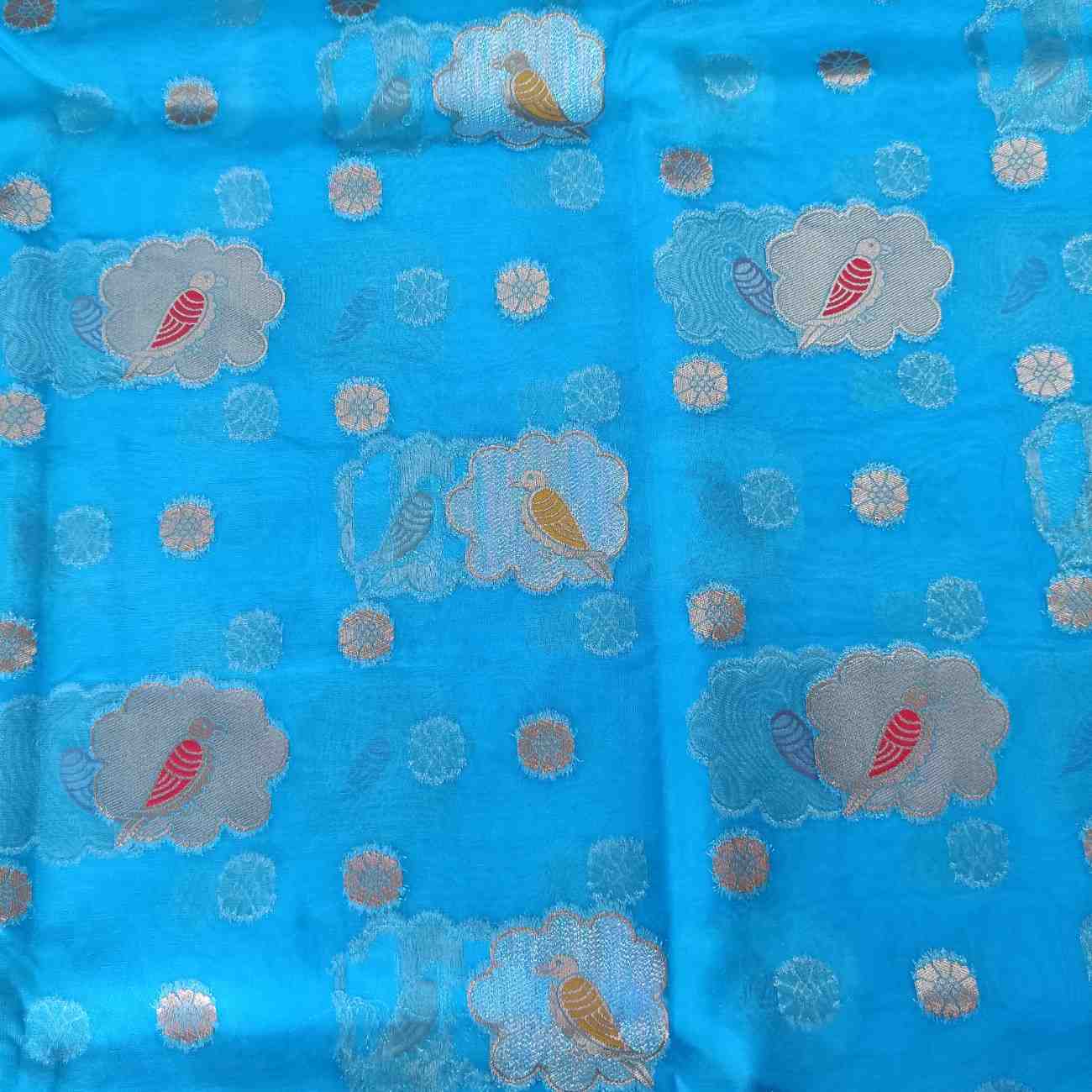 BLUE PARROT PARTY BANARASI ORGANZA SAREE