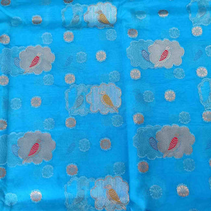 BLUE PARROT PARTY BANARASI ORGANZA SAREE