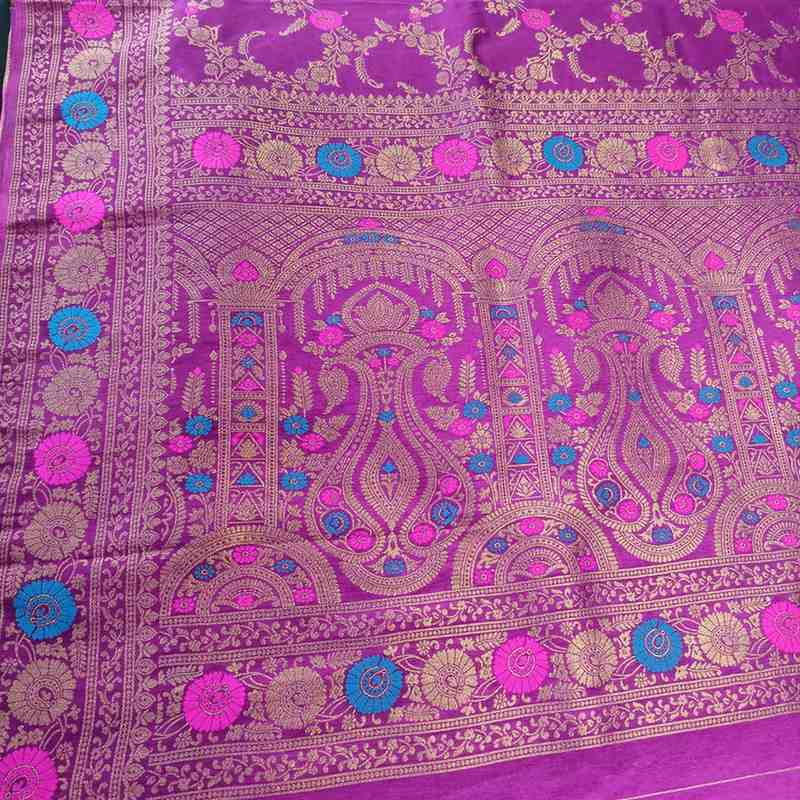 PURPLE PANCH MEENA BANARASI SEMI SILK SAREE