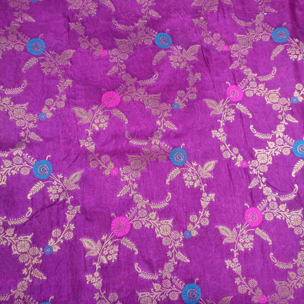 PURPLE PANCH MEENA BANARASI SEMI SILK SAREE