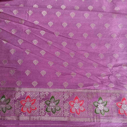 ROSE LAVENDER BOX FLORAL JAAL MEENA BANARASI VISCOSE SAREE