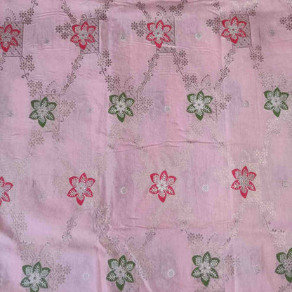 POWDER PEACH FLORAL JAAL MEENA BANARASI VISCOSE SAREE