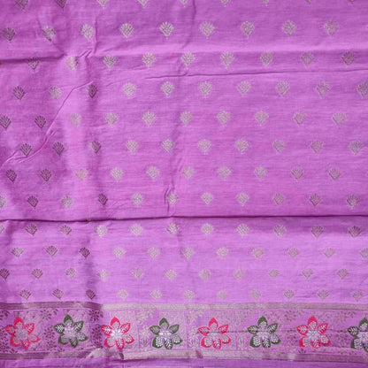 LAVENDER PINK BOX FLORAL JAAL MEENA BANARASI VISCOSE SAREE
