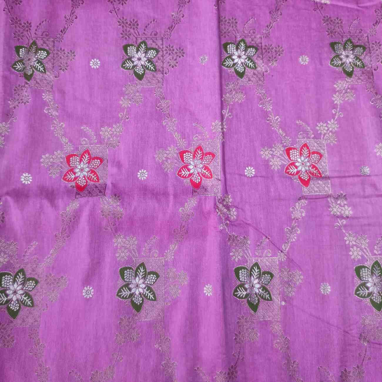 LAVENDER PINK BOX FLORAL JAAL MEENA BANARASI VISCOSE SAREE