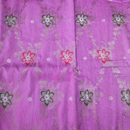 LAVENDER PINK BOX FLORAL JAAL MEENA BANARASI VISCOSE SAREE