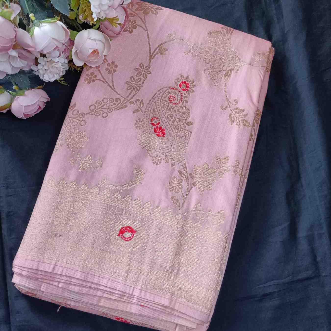 PALE PINK BOX MEENA BANARASI VISCOSE SAREE