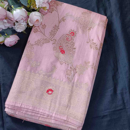 PALE PINK BOX MEENA BANARASI VISCOSE SAREE