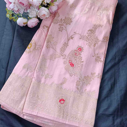 PALE PINK BOX MEENA BANARASI VISCOSE SAREE