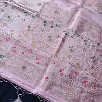 PALE PINK BOX MEENA BANARASI VISCOSE SAREE