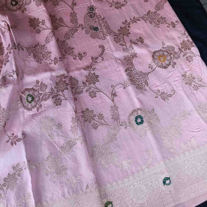 PALE PINK BOX MEENA BANARASI VISCOSE SAREE
