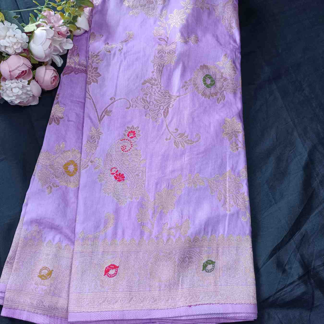 LAVENDER MANGO BOX MEENA BANARASI VISCOSE SAREE