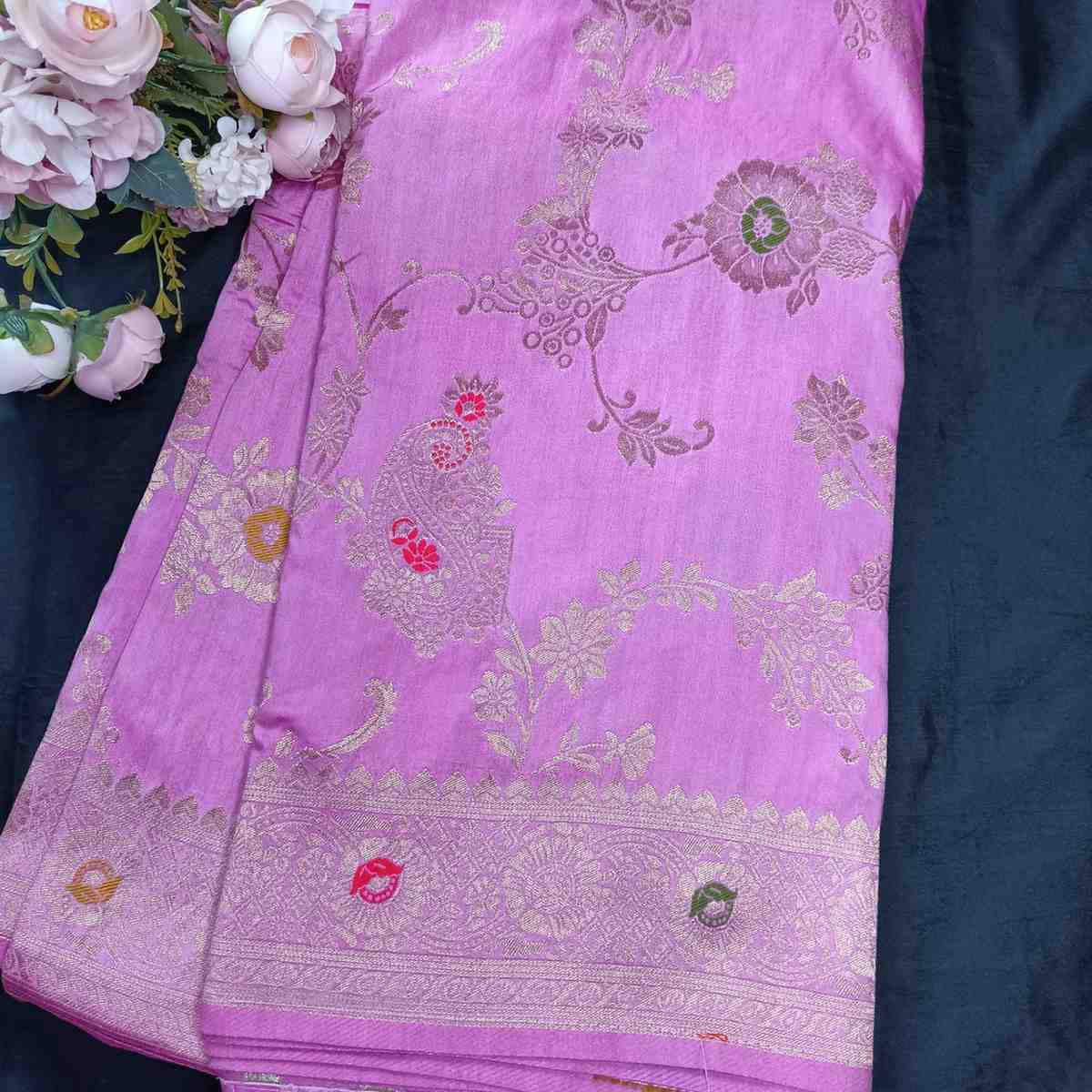 LAVENDER PINK MANGO BOX MEENA BANARASI VISCOSE SAREE