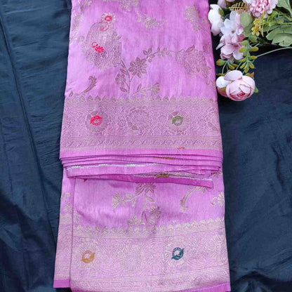 LAVENDER PINK MANGO BOX MEENA BANARASI VISCOSE SAREE