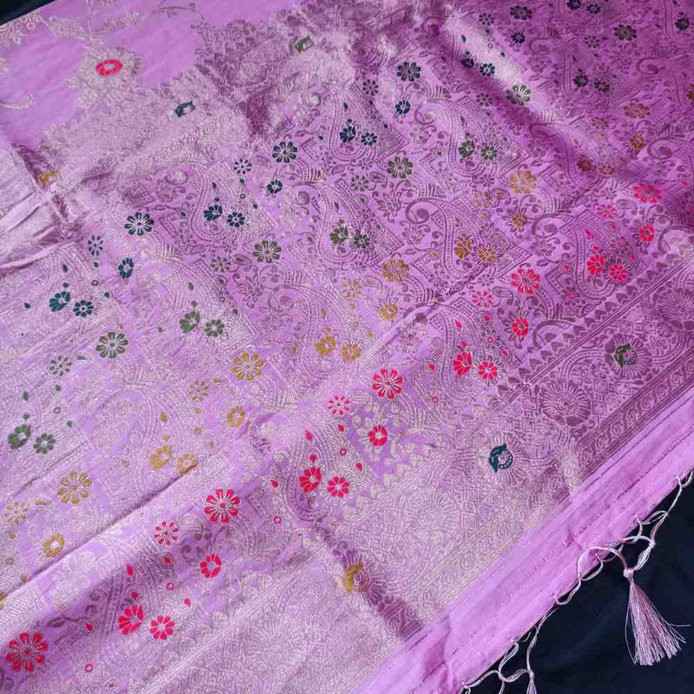 LAVENDER PINK MANGO BOX MEENA BANARASI VISCOSE SAREE