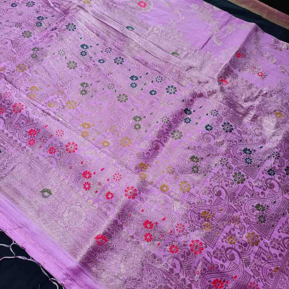 LAVENDER PINK MANGO BOX MEENA BANARASI VISCOSE SAREE
