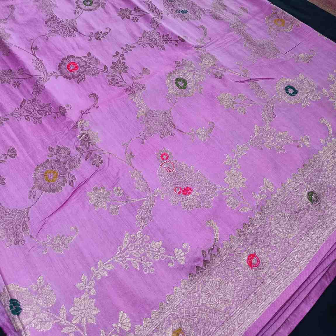 LAVENDER PINK MANGO BOX MEENA BANARASI VISCOSE SAREE