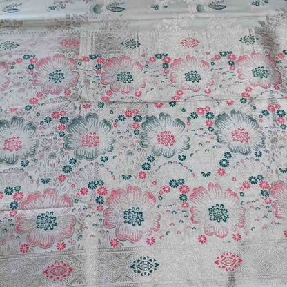 OFF WHITE FLORAL JAAL BANARASI VISCOSE SAREE