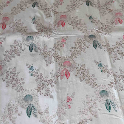 OFF WHITE FLORAL JAAL BANARASI VISCOSE SAREE