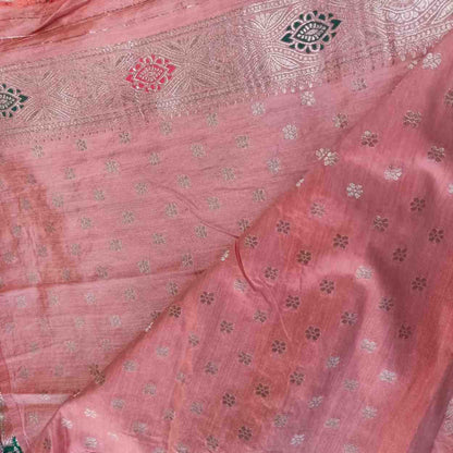 ORANGE FLORAL JAAL BANARASI VISCOSE SAREE