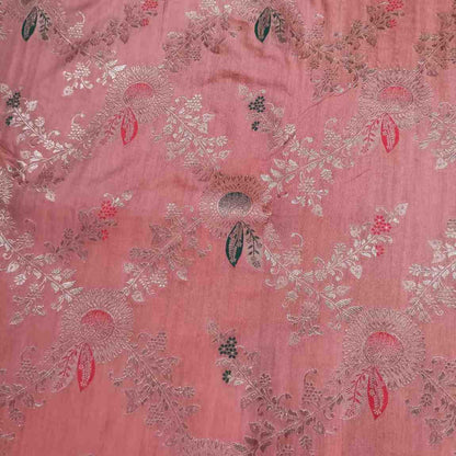 ORANGE FLORAL JAAL BANARASI VISCOSE SAREE