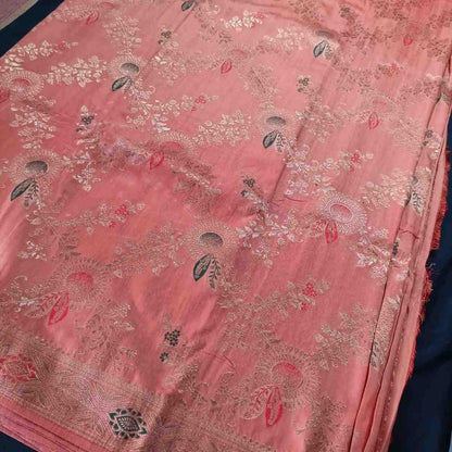 ORANGE FLORAL JAAL BANARASI VISCOSE SAREE