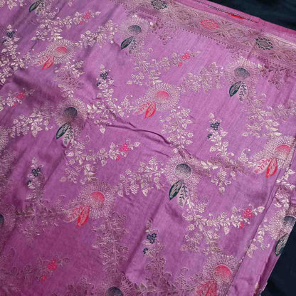 MAUVE FLORAL JAAL BANARASI VISCOSE SAREE