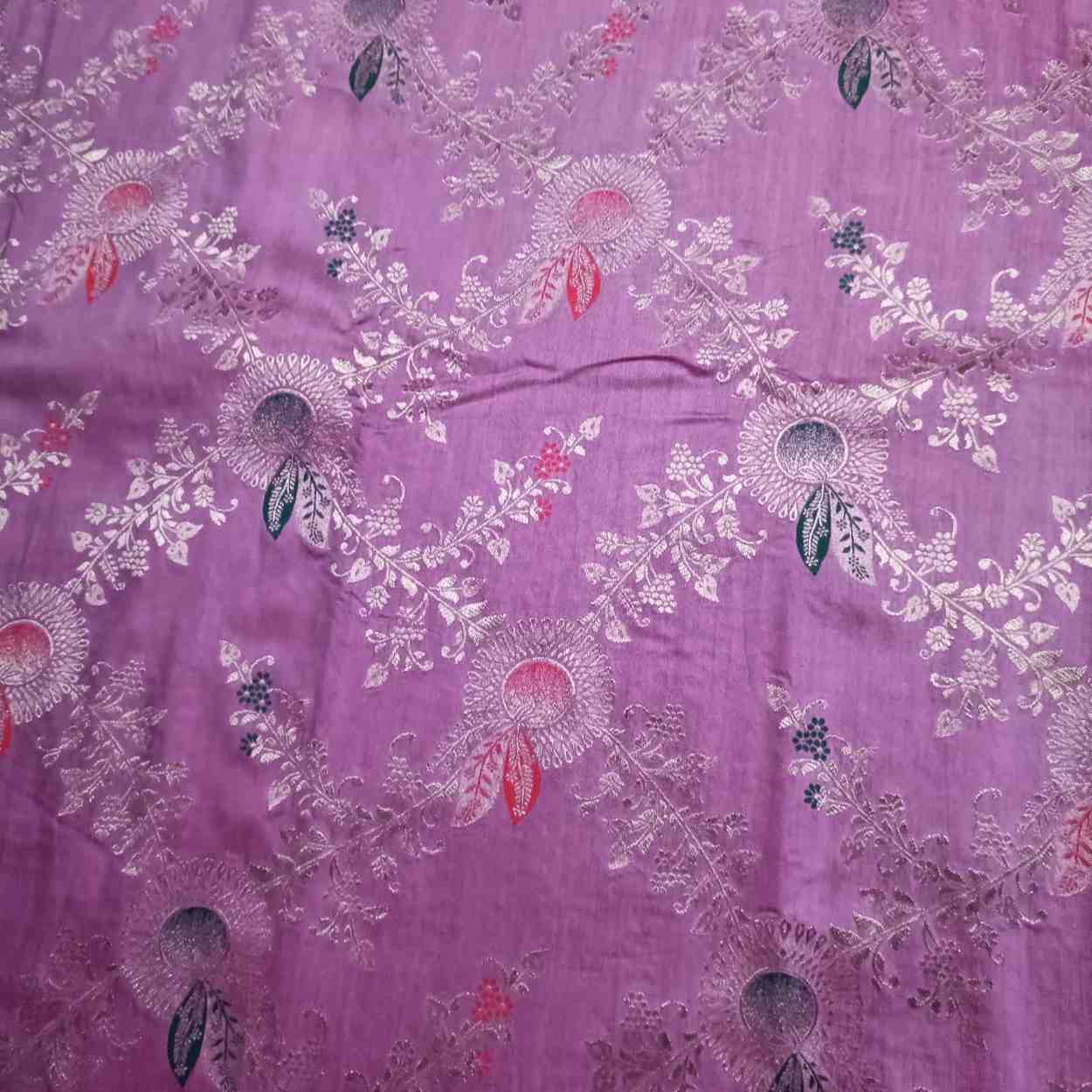 MAUVE FLORAL JAAL BANARASI VISCOSE SAREE