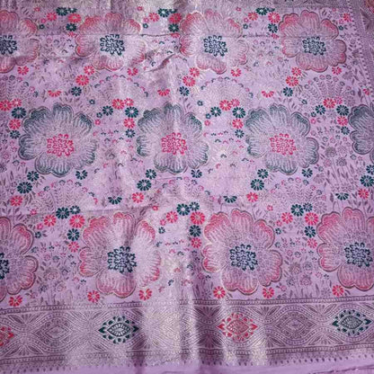 LOTUS PINK FLORAL JAAL BANARASI VISCOSE SAREE