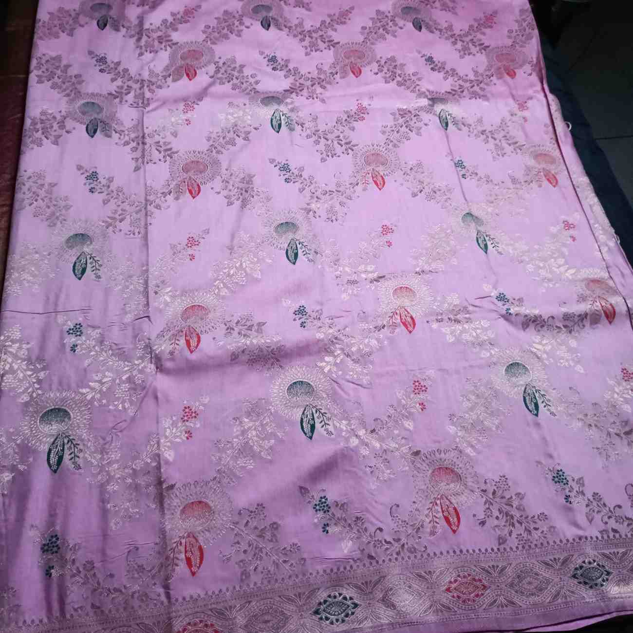 LOTUS PINK FLORAL JAAL BANARASI VISCOSE SAREE