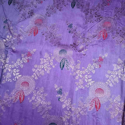 LAVENDER FLORAL JAAL BANARASI VISCOSE SAREE
