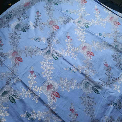 GREY FLORAL JAAL BANARASI VISCOSE SAREE