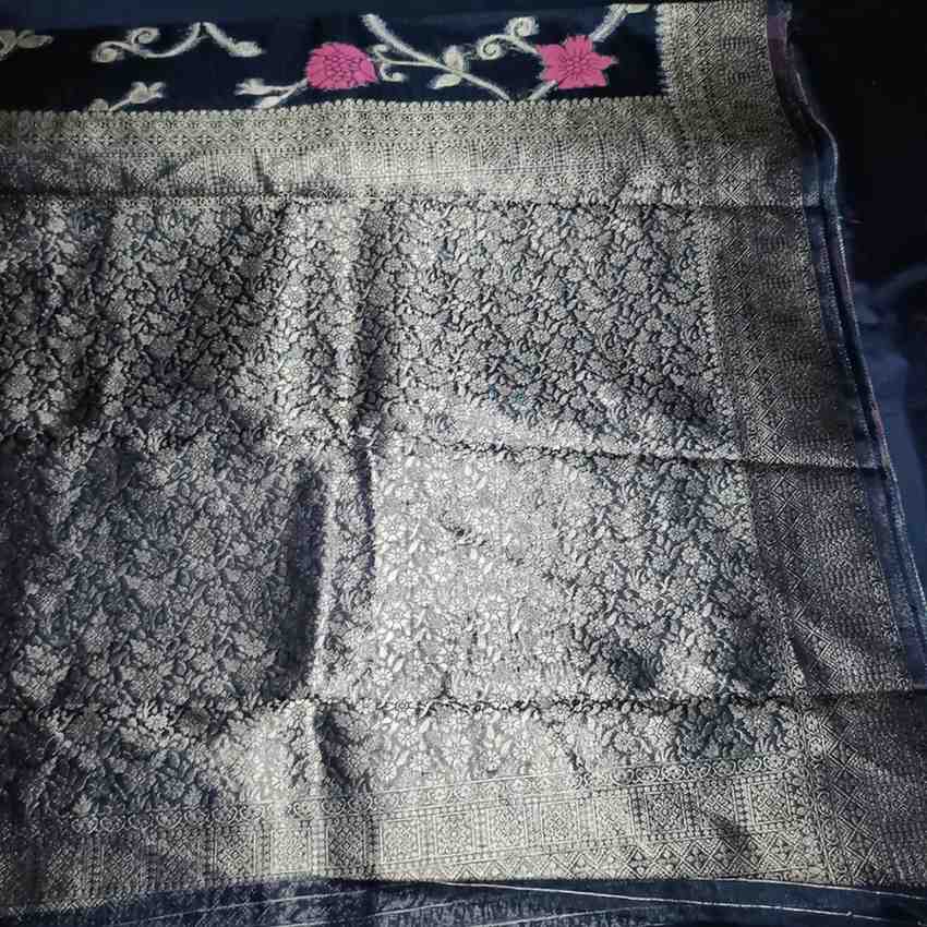 BLACK MEENAKARI FLORAL JAAL BANARASI ORGANZA SAREE