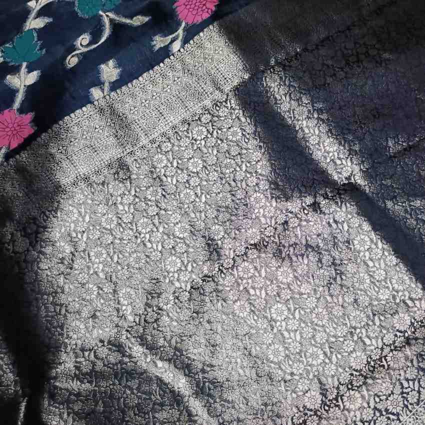 BLACK MEENAKARI FLORAL JAAL BANARASI ORGANZA SAREE