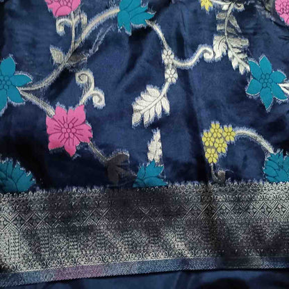 BLACK MEENAKARI FLORAL JAAL BANARASI ORGANZA SAREE