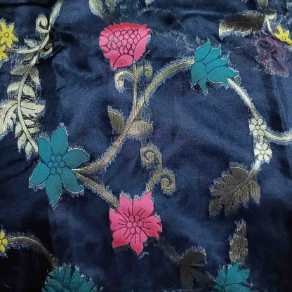 BLACK MEENAKARI FLORAL JAAL BANARASI ORGANZA SAREE