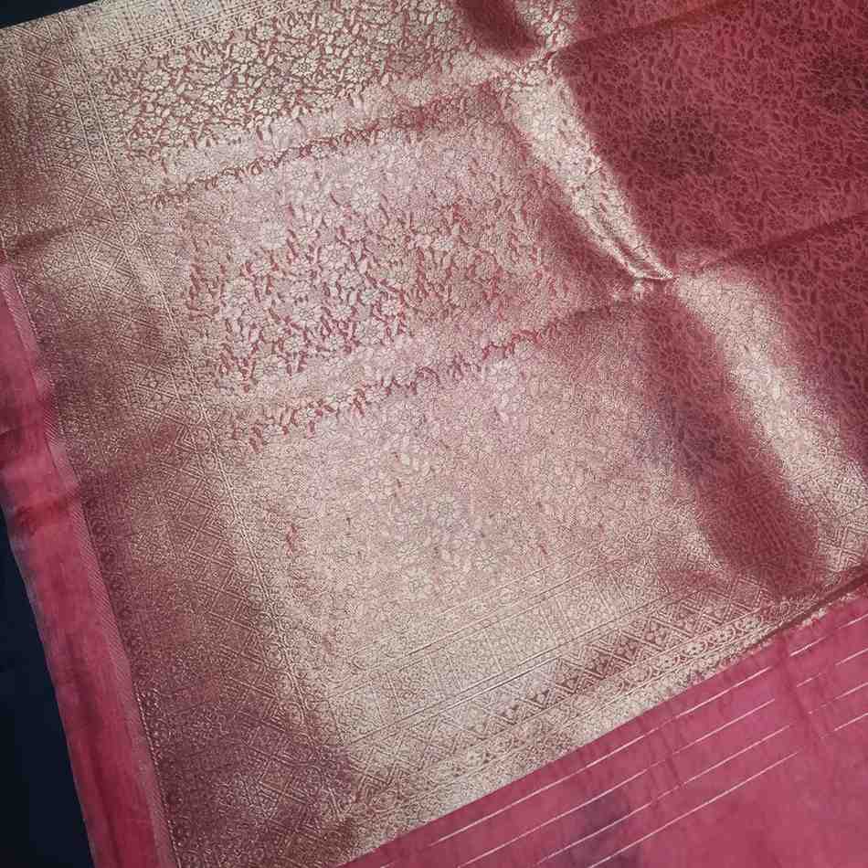 PINK MEENAKARI FLORAL JAAL BANARASI ORGANZA SAREE