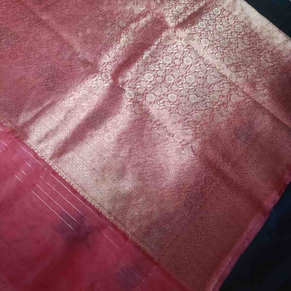 PINK MEENAKARI FLORAL JAAL BANARASI ORGANZA SAREE
