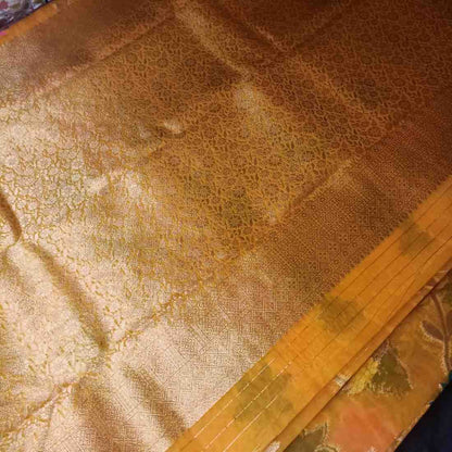 YELLOW MEENAKARI FLORAL JAAL BANARASI ORGANZA SAREE