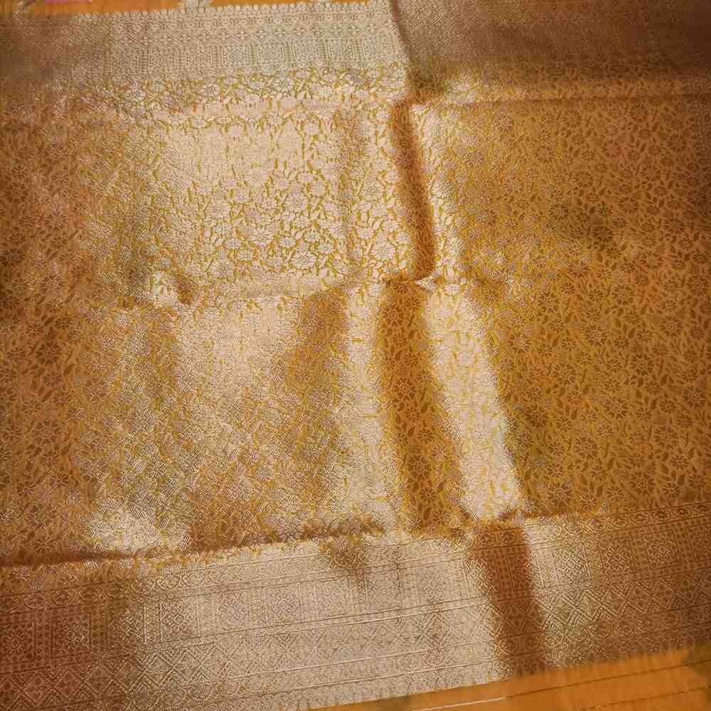 YELLOW MEENAKARI FLORAL JAAL BANARASI ORGANZA SAREE