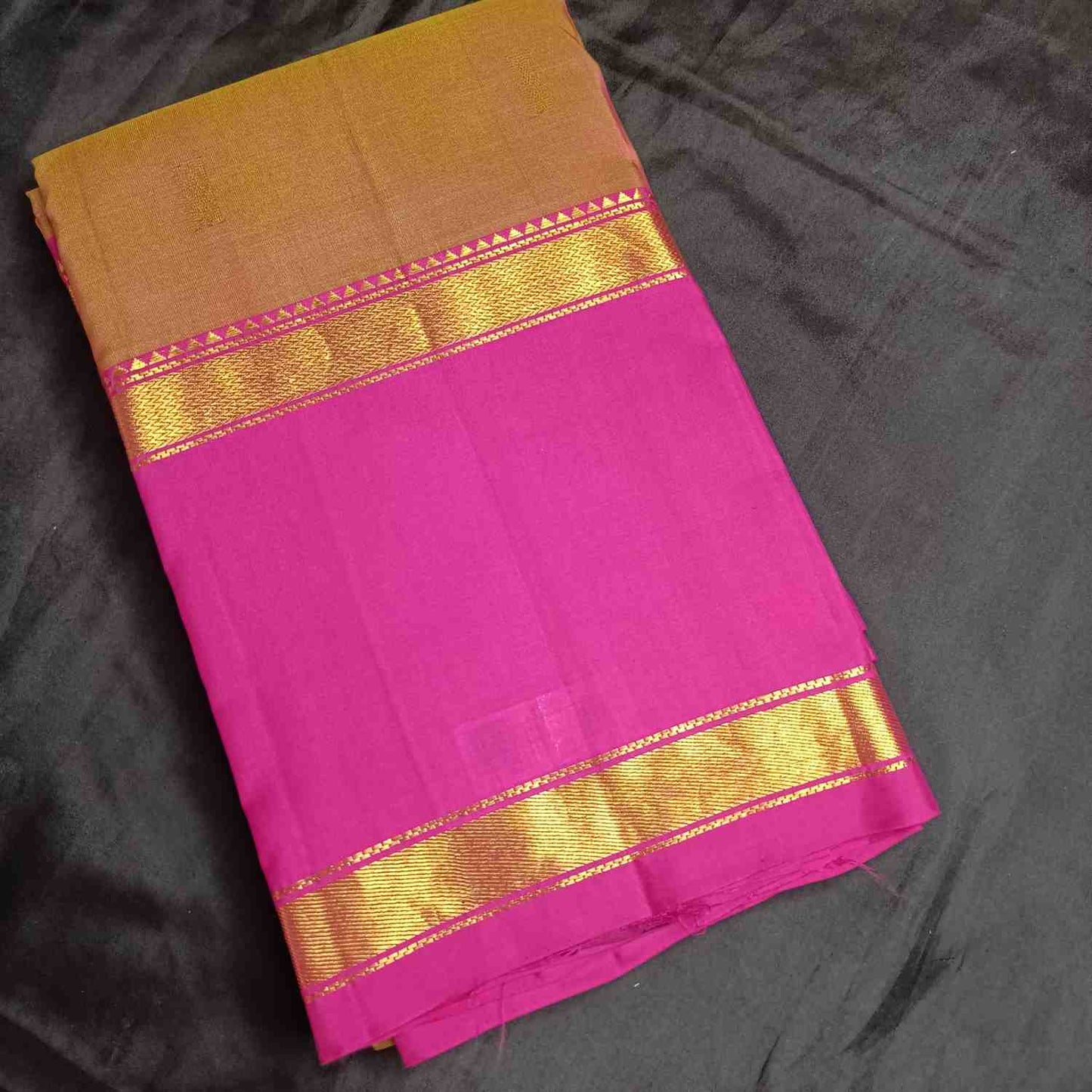 Pure Handloom Honey Gold Kanjivaram Silk Saree