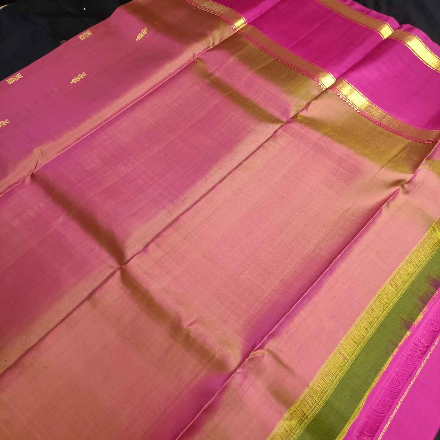 Pure Handloom Honey Gold Kanjivaram Silk Saree