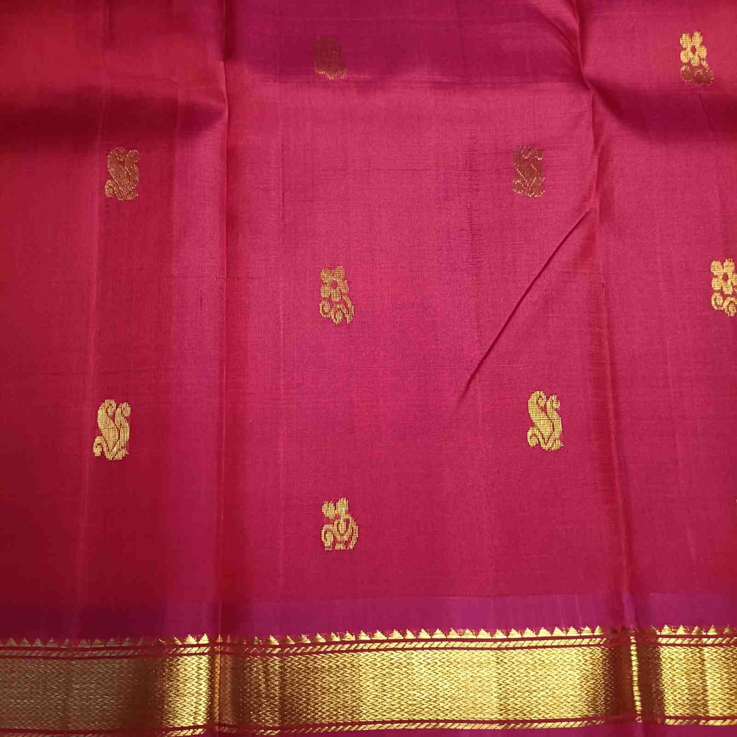 Pure Handloom Rust Orange Kanjivaram Silk Saree - Bhavanji Border