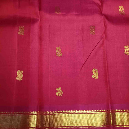 Pure Handloom Rust Orange Kanjivaram Silk Saree - Bhavanji Border